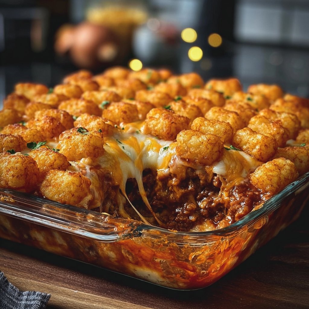 Chili Cheese Tater Tot Casserole