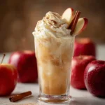 Delicious apple cider float ice cream topped with whipped cream