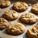 Freshly baked peanut butter cookies from the bakery, delicious and creamy.