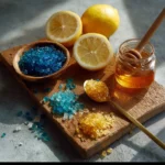 Blue salt used in men's grooming tricks for enhancing style and confidence