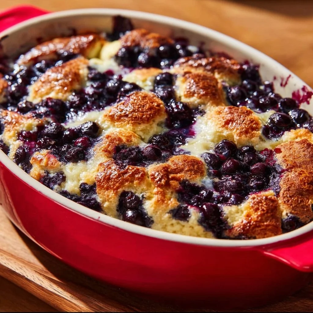Delicious Blueberry Cottage Cheese Breakfast Bake served in a dish