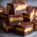 Delicious homemade Buckeye Fudge with chocolate and peanut butter layers