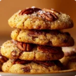 Delicious Butter Pecan Cookies on a decorative plate, perfect for dessert.