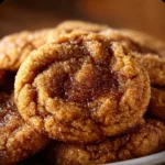 Buttery brown sugar cinnamon cookies on a plate with a sprinkle of cinnamon
