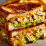 Delicious Chicken Avocado Melt Sandwich with chicken, avocado, and cheese