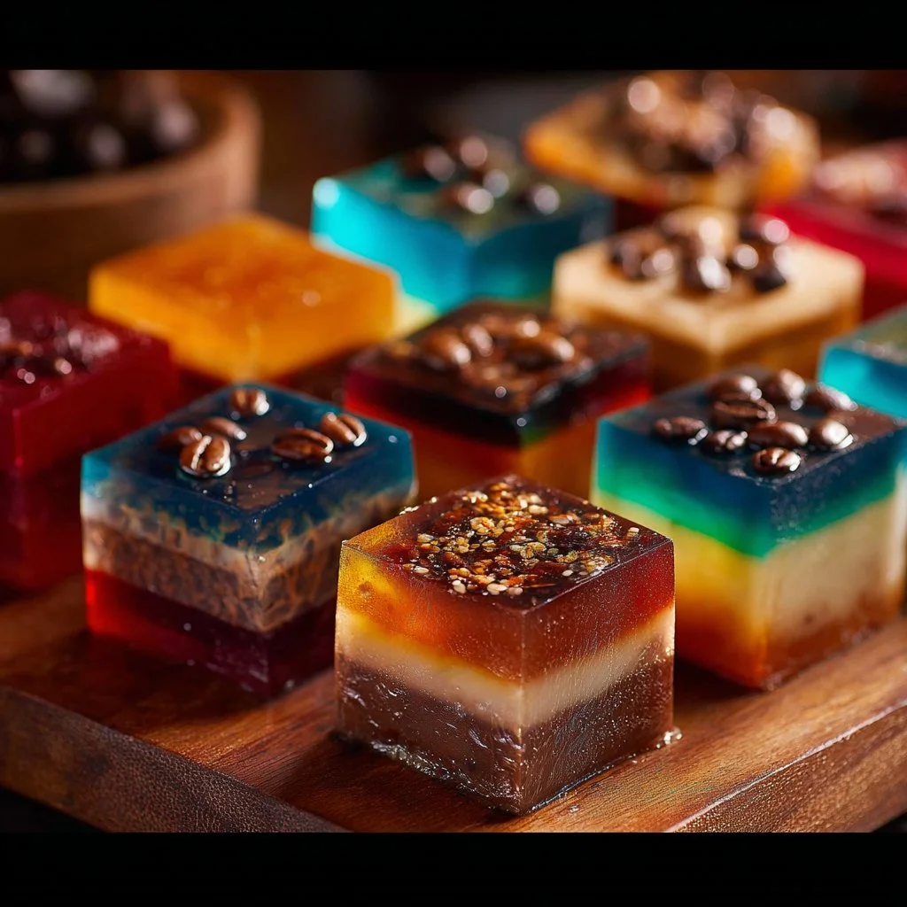 Delicious Coffee Jello Shots served in shot glasses