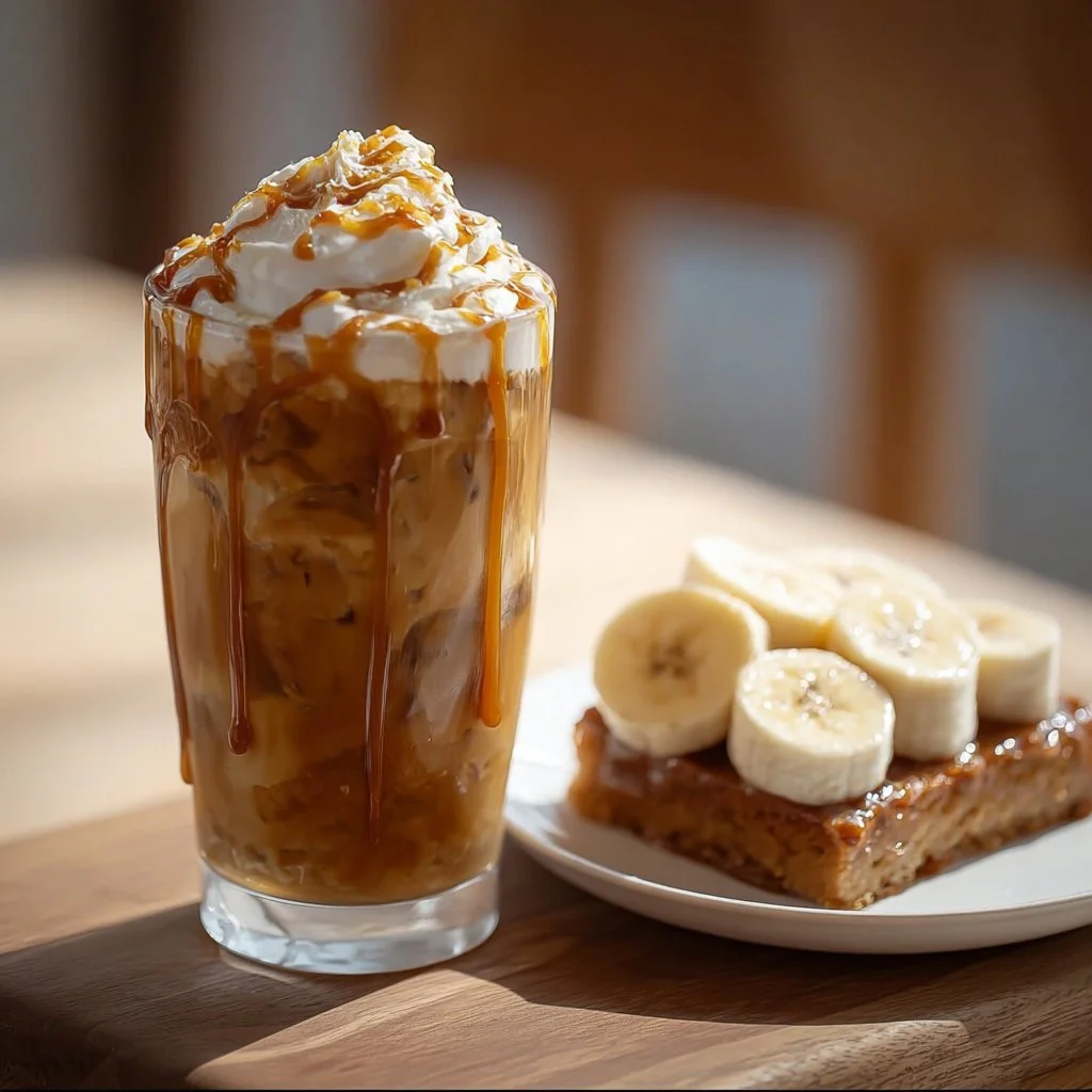 Delicious banana bread blondie, inspired by Copycat 7 Brew recipe.
