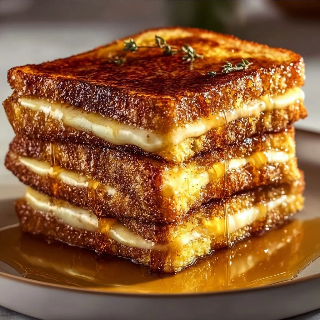Delicious crème brûlée French toast topped with caramelized sugar crust.