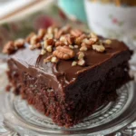Delicious Denver Chocolate Sheet Cake topped with rich chocolate frosting.