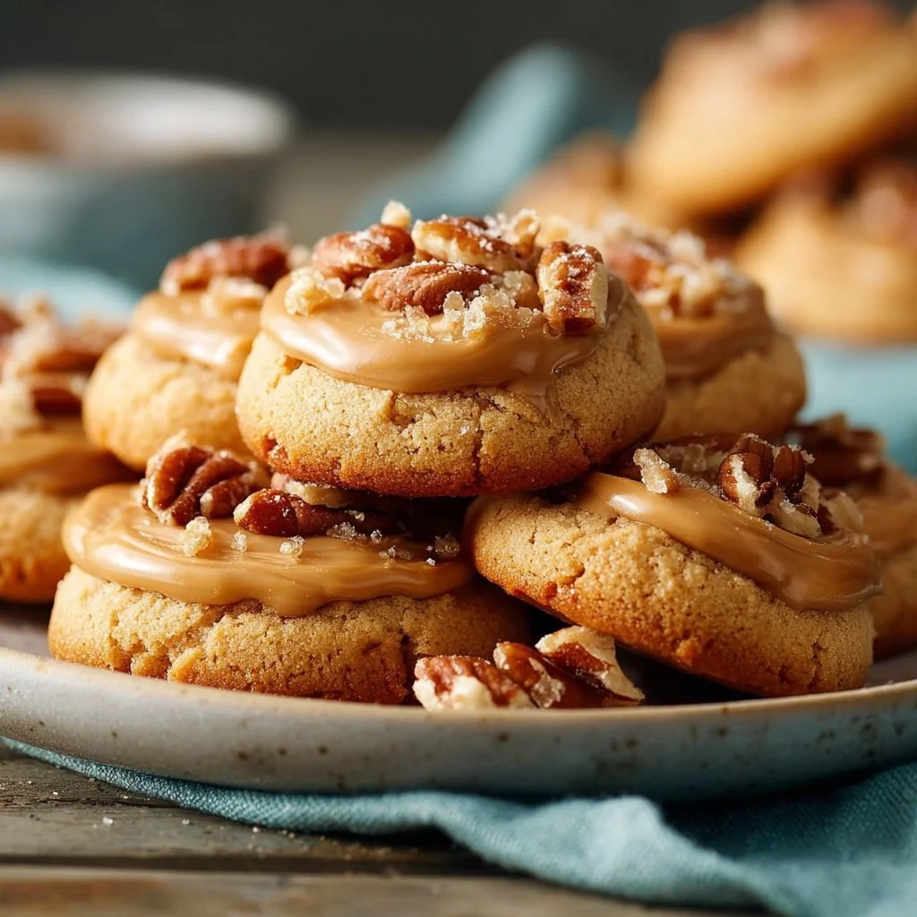 Delicious frosted peanut butter cookies on a plate