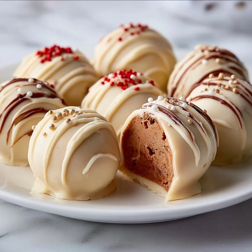 Homemade Gingerbread Truffles decorated with festive sprinkles