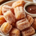 Healthy air fryer churro bites served with a sprinkle of cinnamon sugar