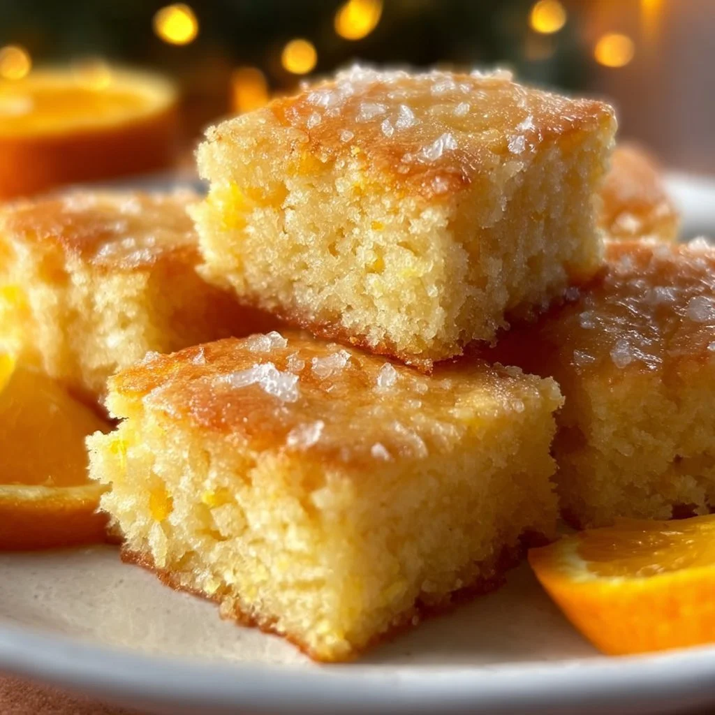 Delicious Holiday Orange Glow Snack Squares on a festive table.
