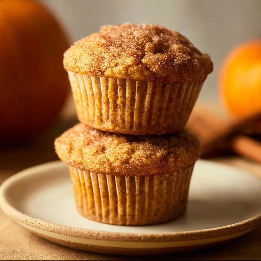 Freshly baked Kodiak pumpkin muffins on a wooden table