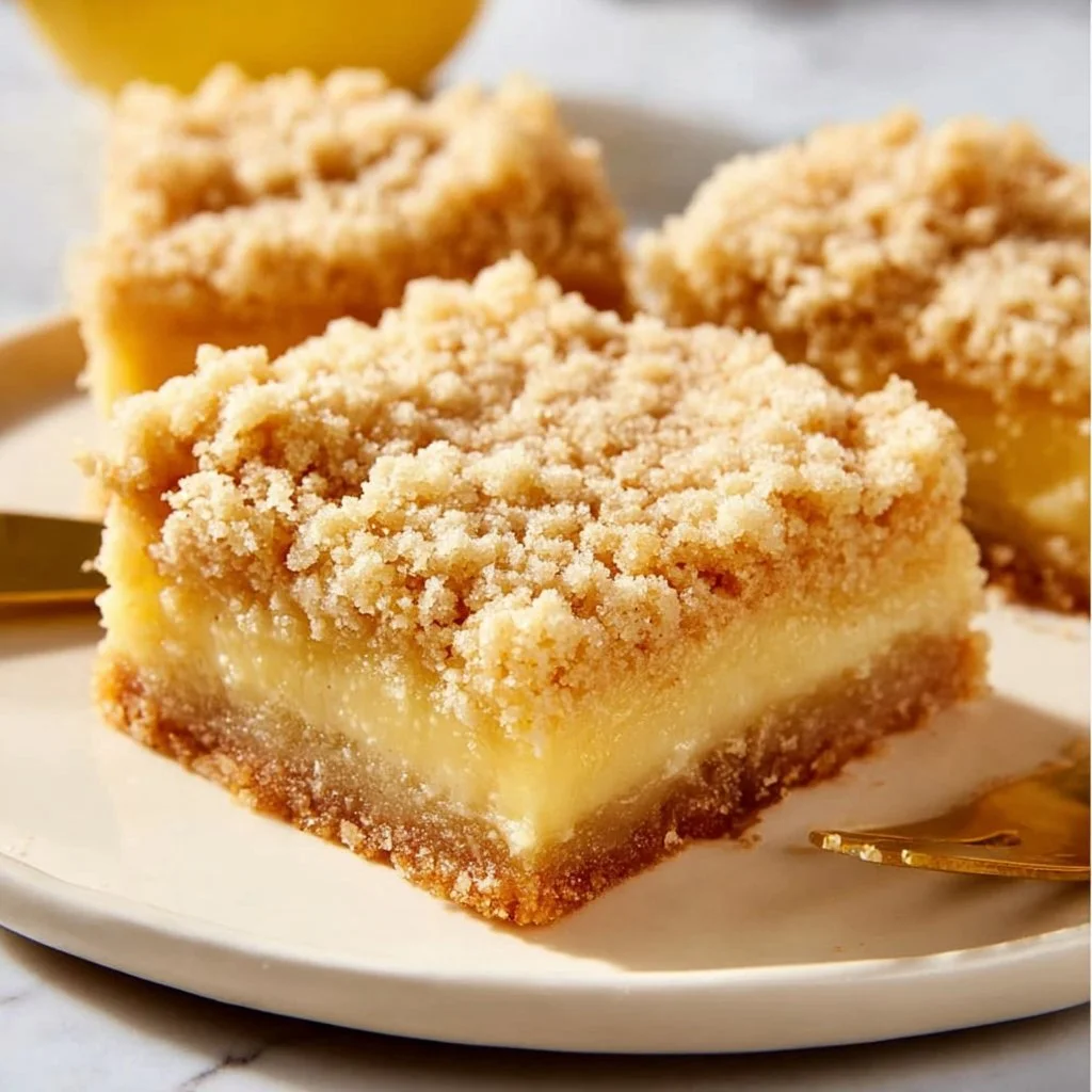Delicious Lemon Crumb Bars with a crumbly topping and lemon filling