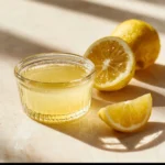 Refreshing Lemon Gelatin Tonic in a glass, garnished with lemon slices.