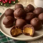 Delicious no-bake peanut butter balls on a plate