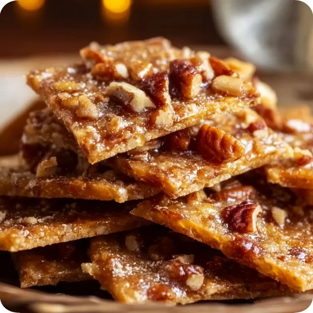 Delicious Pecan Toffee Crackers topped with nuts and caramel