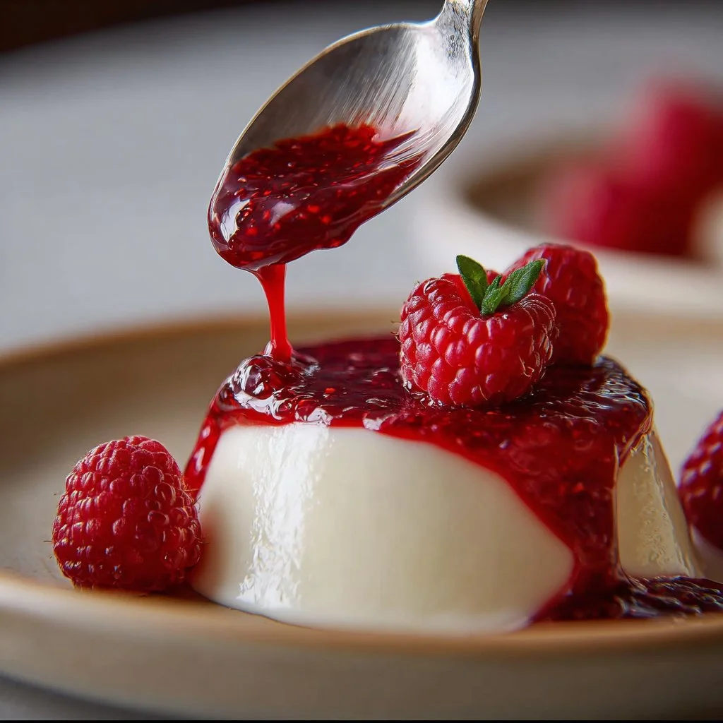 A homemade sauce with gelatin, showcasing its glossy texture and vibrant color.