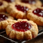 Delicious jelly thumbprint cookies on a cooling rack, ready to be enjoyed.