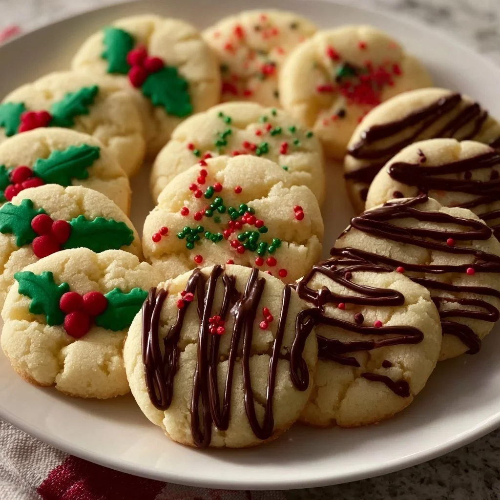 Delicious whipped shortbread cookies on a decorative plate
