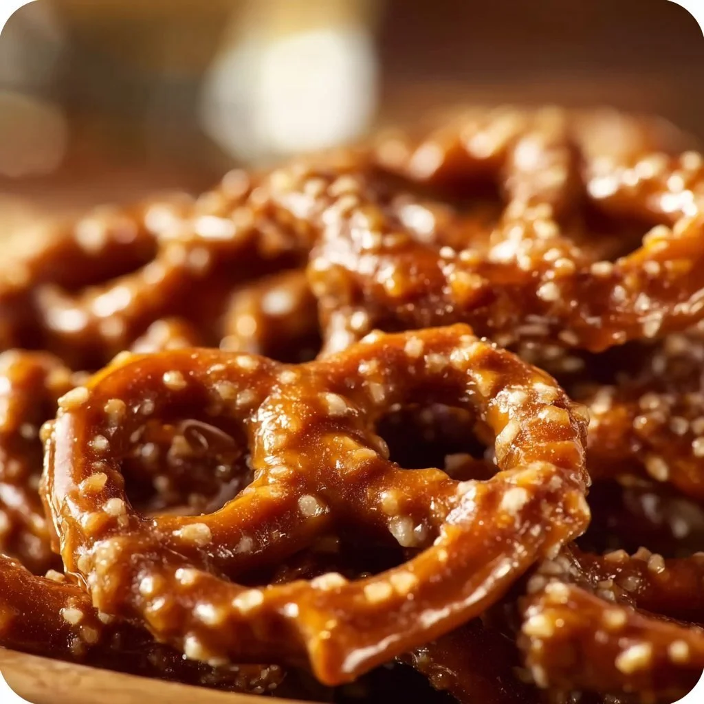 Addictive butter toffee pretzels coated in a rich buttery toffee