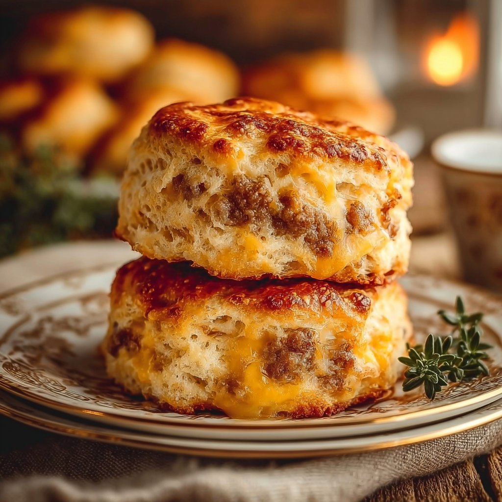Sausage, Cheese, and Butter Swim Biscuits