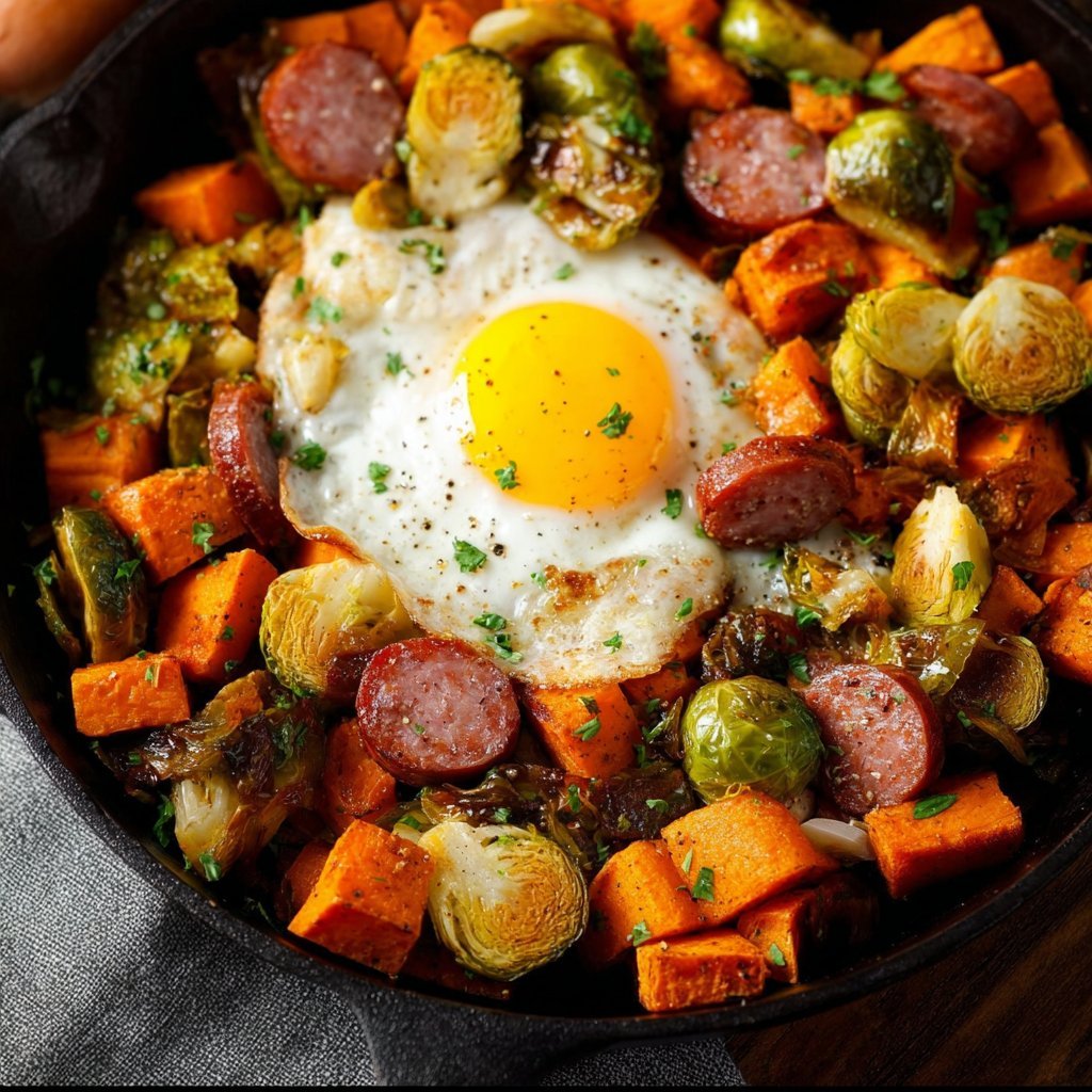 Sweet Potato Brussel Sprout Hash