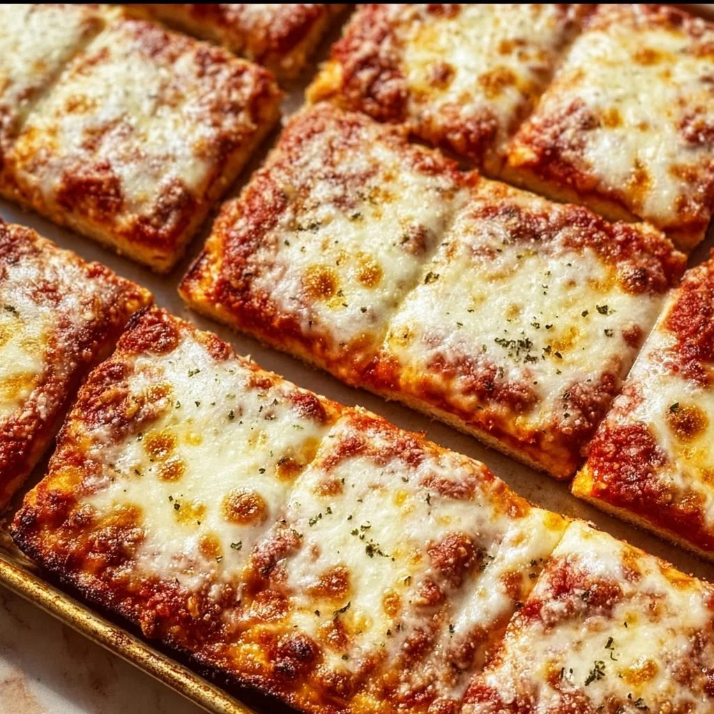 Cheesy broccoli casserole served in a baking dish, garnished with herbs.