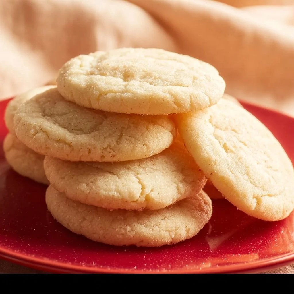 Freshly baked chewy sugar cookies on a cooling rack.