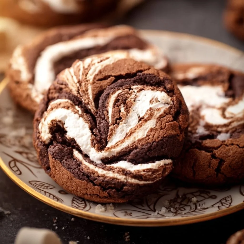 Delicious Chocolate Marshmallow Cookies with rich chocolate and gooey marshmallow toppings.