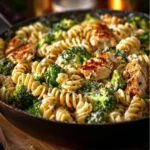 Creamy Rotisserie Chicken Broccoli Pasta dish served in a bowl
