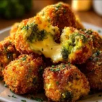 Crispy homemade broccoli cheese balls served on a plate