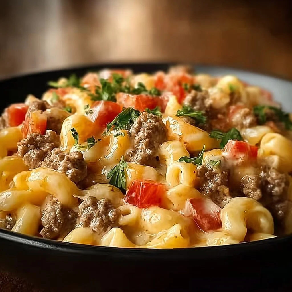 Loaded Cheeseburger Alfredo Pasta