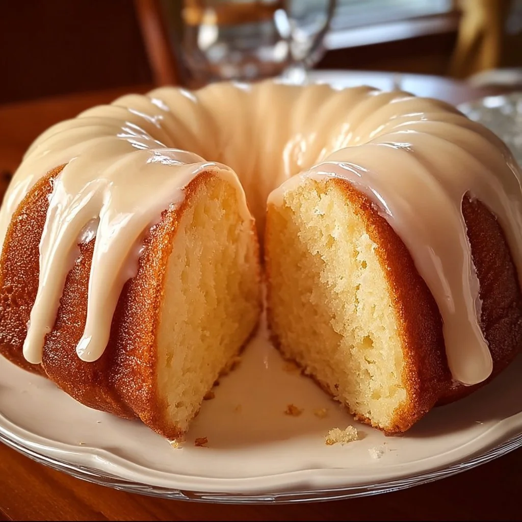 Slice of Slap Your Mama Pound Cake on a plate with decorative garnish