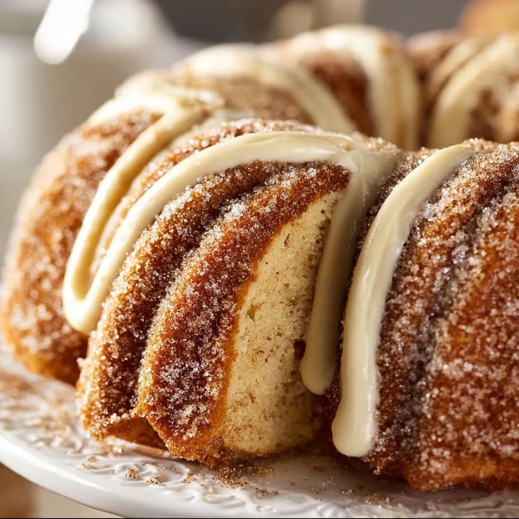 Delicious Snickerdoodle Bundt Cake with cinnamon and sugar topping