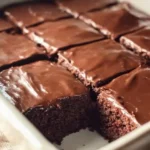 Delicious Chocolate Texas Sheet Cake topped with creamy chocolate frosting