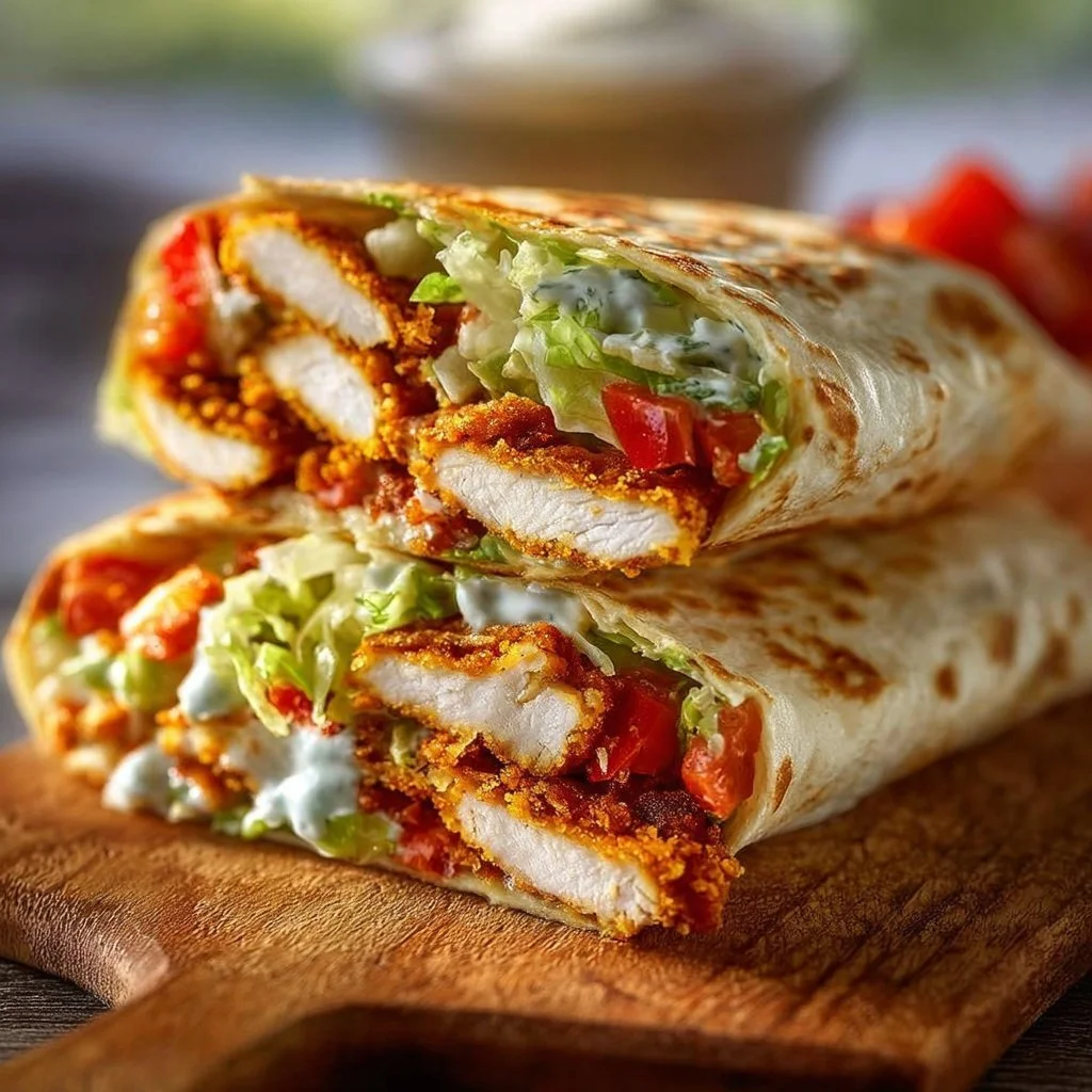 Delicious Chicken Crunch Wrap with crispy chicken and fresh veggies