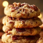 Freshly baked butter pecan cookies with nuts on a plate