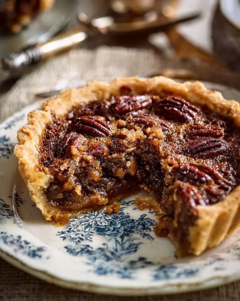 Buttery pecan pie cookie cups topped with crunchy pecans and caramel drizzle