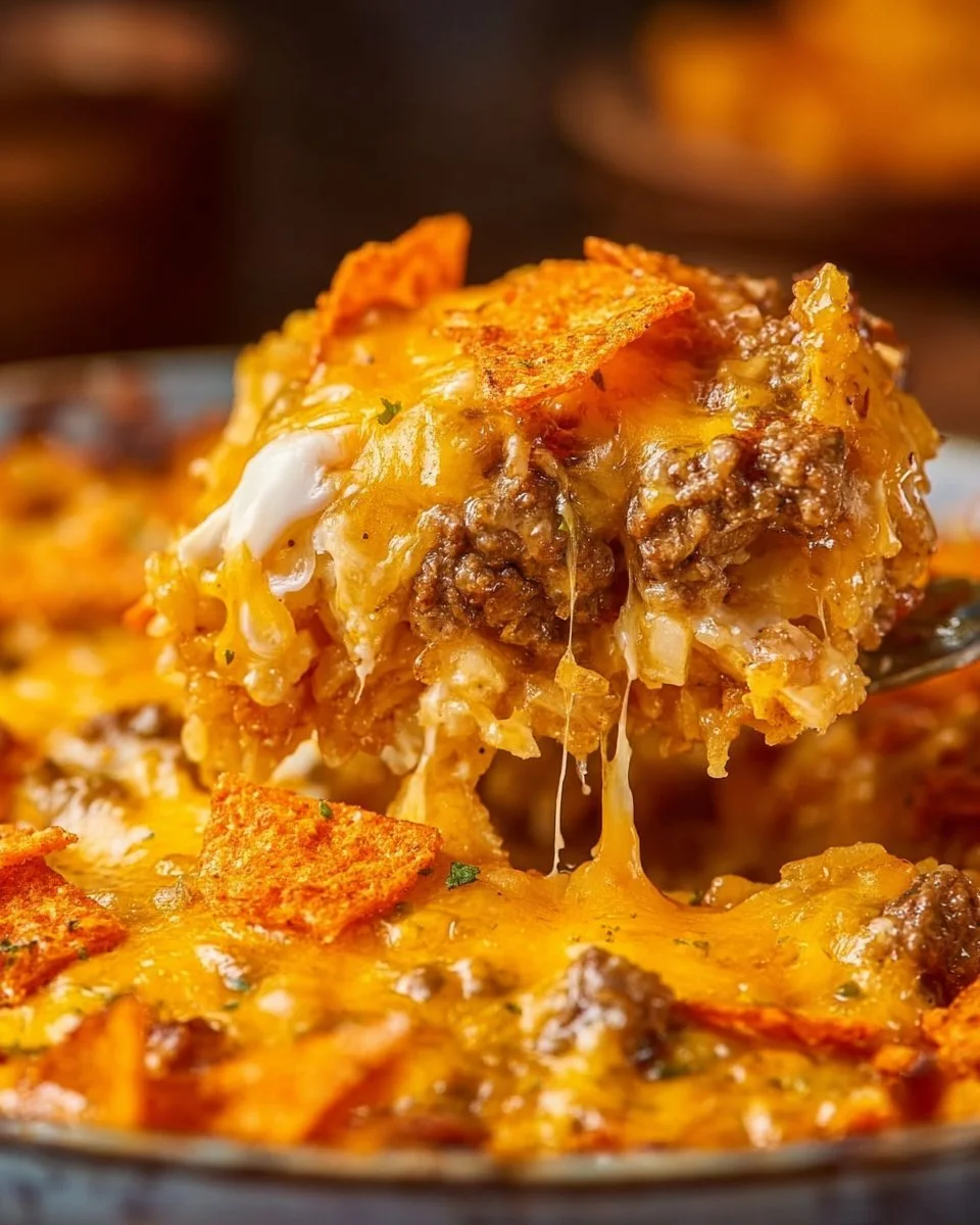 Cheesy Hashbrown Dorito Casserole