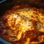 Delicious Crockpot Chicken Enchilada Casserole served with toppings