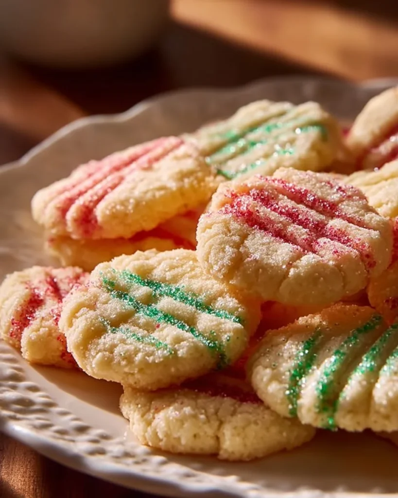 Festively decorated Easter Shortbread Cookies on a colorful plate