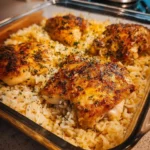 Delicious Forgotten Chicken and Rice dish featuring tender chicken and seasoned rice