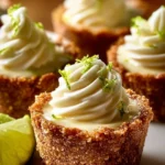 No-bake mini key lime pies with a graham cracker crust and lime slices