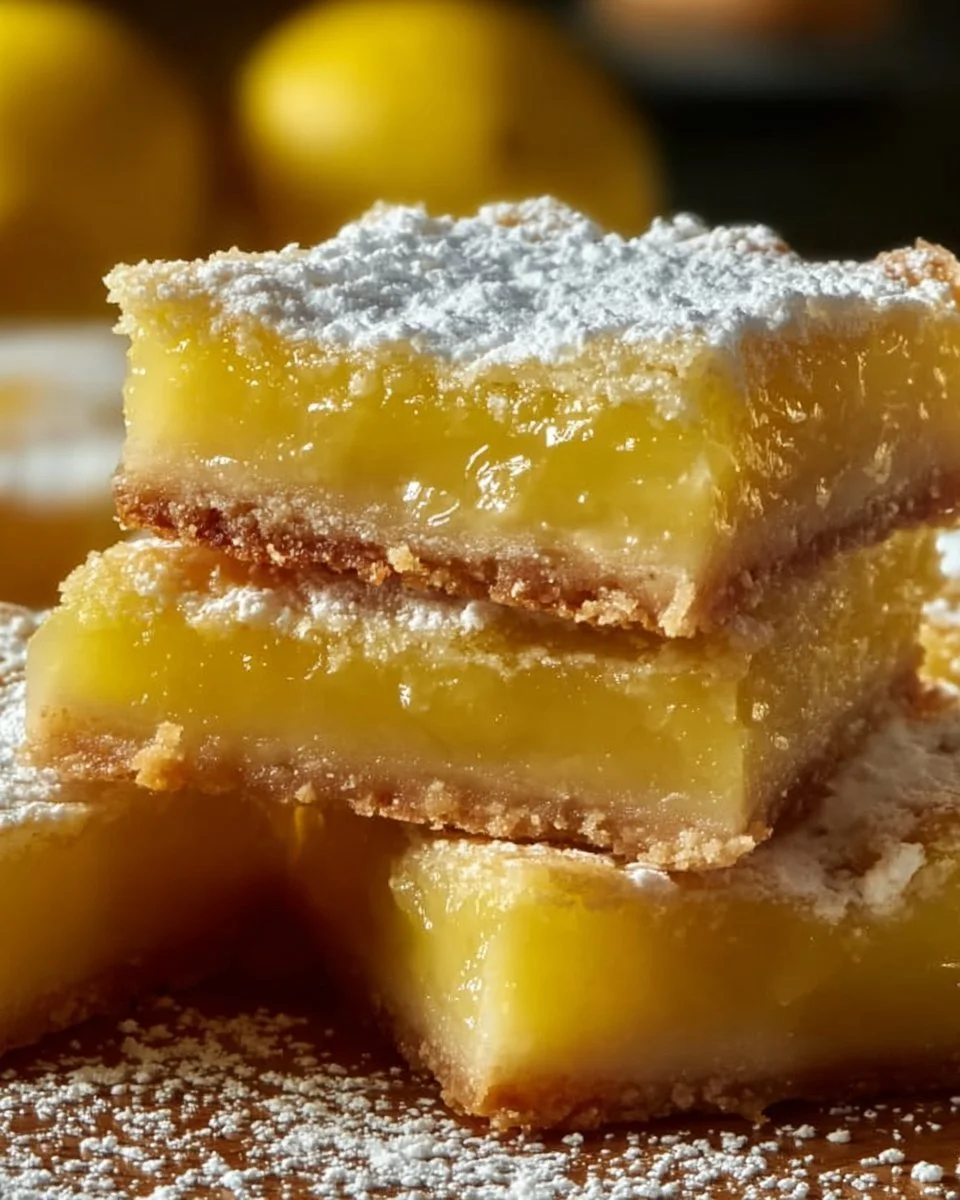 Delicious homemade lemon bars with a zesty lemon topping and buttery crust.
