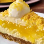 Slice of lemon curd cheesecake topped with fresh lemon zest