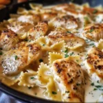 Creamy Mozzarella Garlic Butter Chicken Bowties with Cheesy Cream Sauce