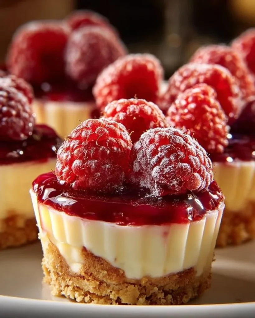 Raspberry Lemon Cheesecake Cups topped with fresh raspberries and lemon zest