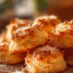 Soft and buttery milky coconut biscuits on a plate